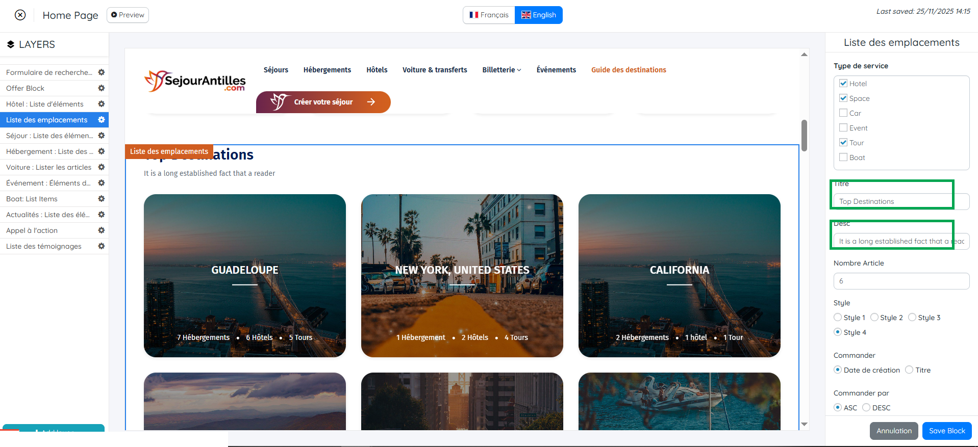 Multi-langue pour les Séjours/Circuits